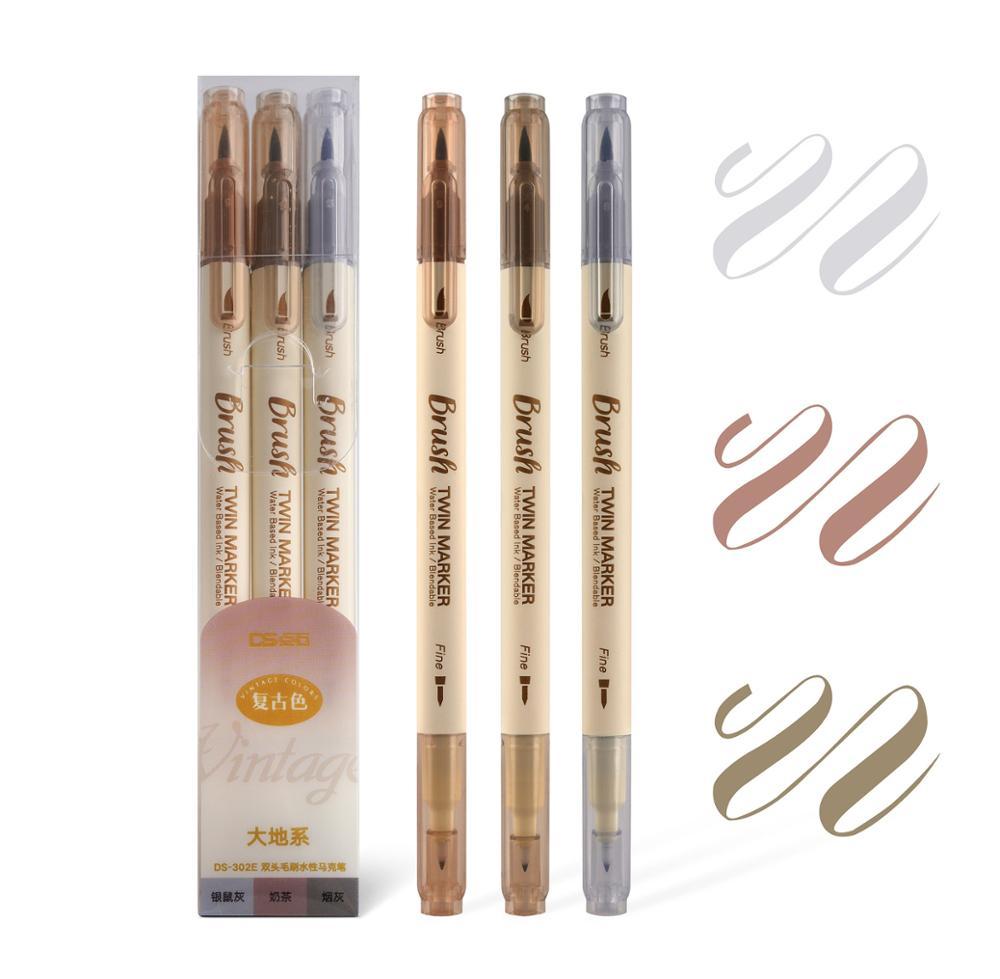 3er-Set Retro-Farb-Brush Marker