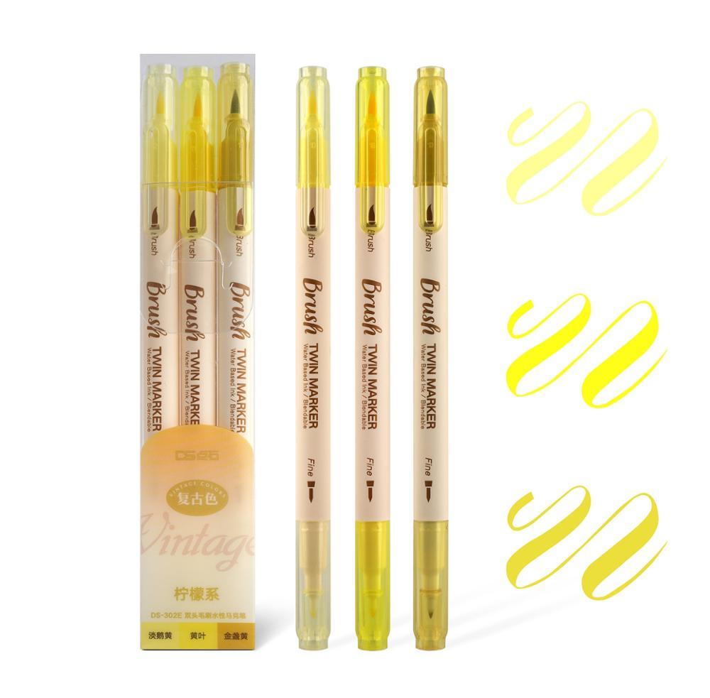 3er-Set Retro-Farb-Brush Marker