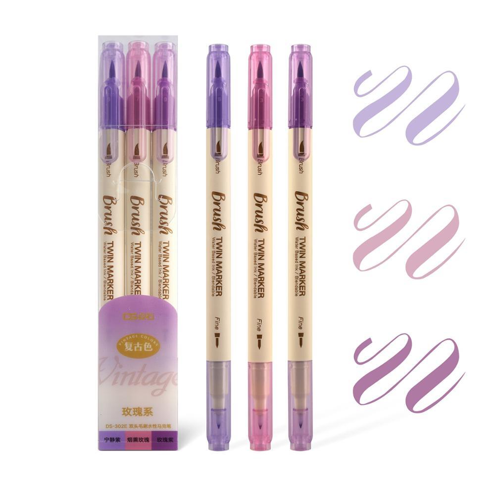 3er-Set Retro-Farb-Brush Marker