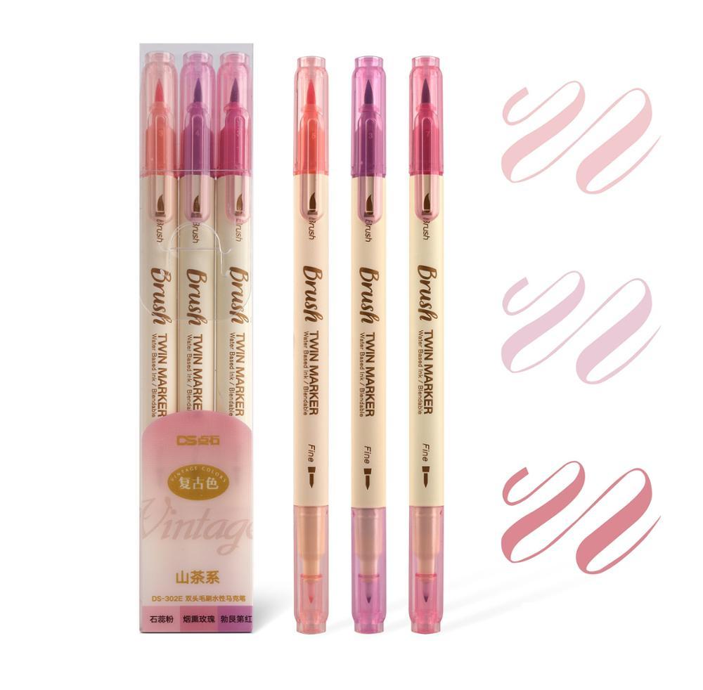 3er-Set Retro-Farb-Brush Marker