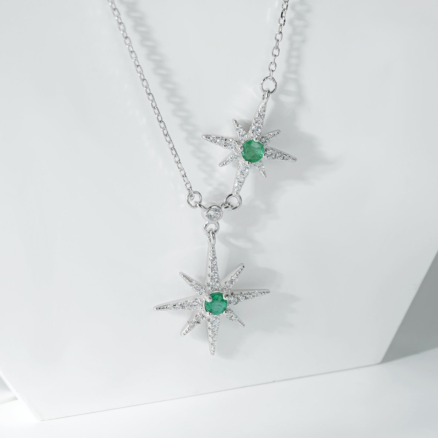 Modetrend Sternenhalskette, feminine Anthrazitkette, S925 Silber