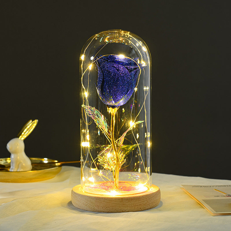 Ewige Rosenblumen LED-Licht in Glasabdeckung