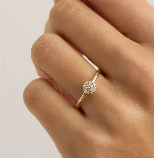 Moissanit-Ring mit abgerundeter Ecken