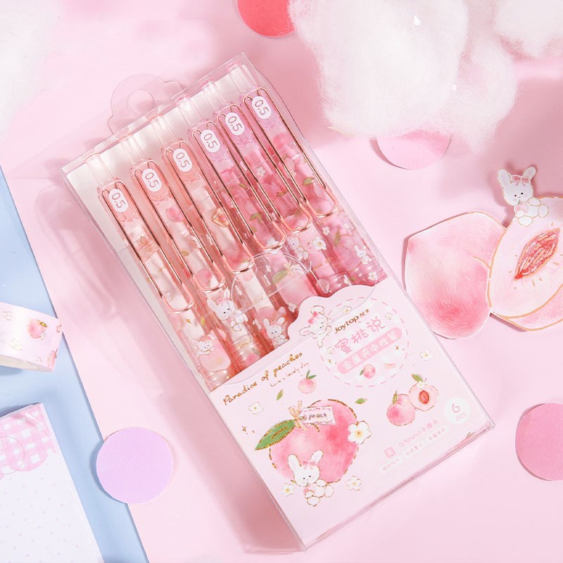 Gelstift mit Kawaii-Pfirsich- und Erdbeerdesign