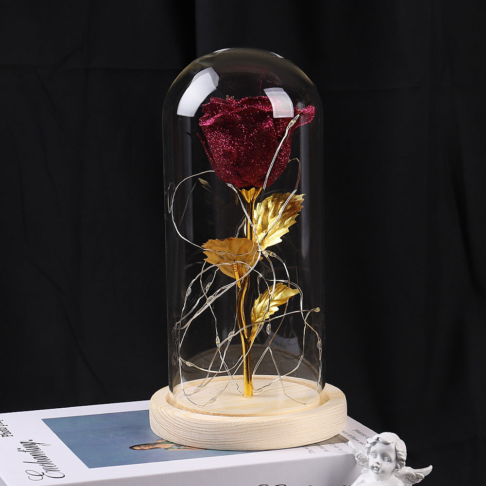 Ewige Rosenblumen LED-Licht in Glasabdeckung