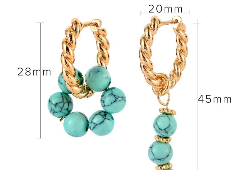 Hängende Baumelnde Ohrringe mit Perle und Zirkonia (Gold)