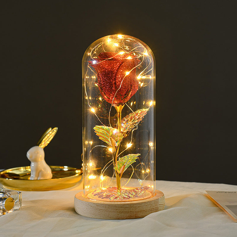 Ewige Rosenblumen LED-Licht in Glasabdeckung