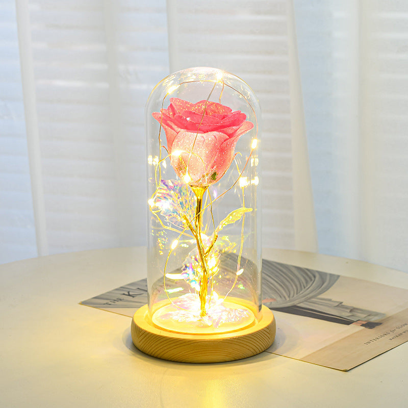 Ewige Rosenblumen LED-Licht in Glasabdeckung