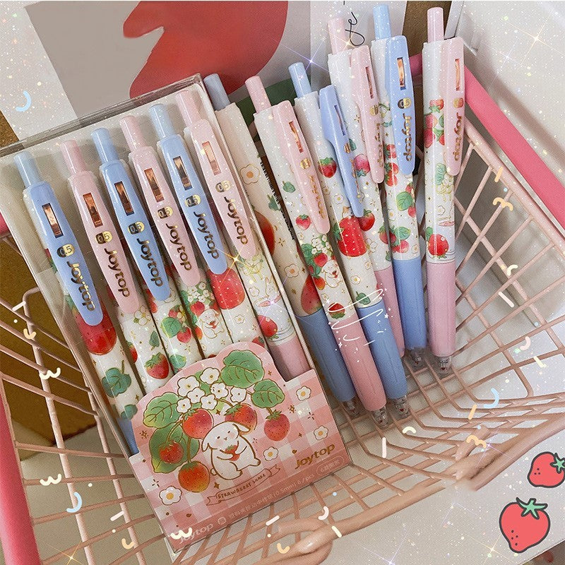 Gelstift mit Kawaii-Pfirsich- und Erdbeerdesign