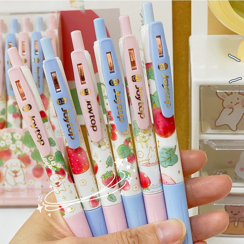 Gelstift mit Kawaii-Pfirsich- und Erdbeerdesign